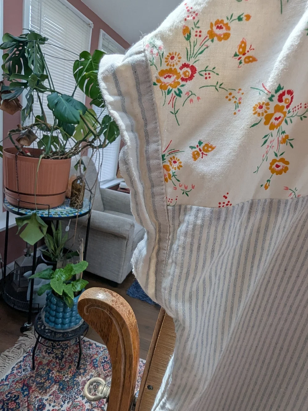 Striped Lightweight Cotton Top in Cream and Light Blue